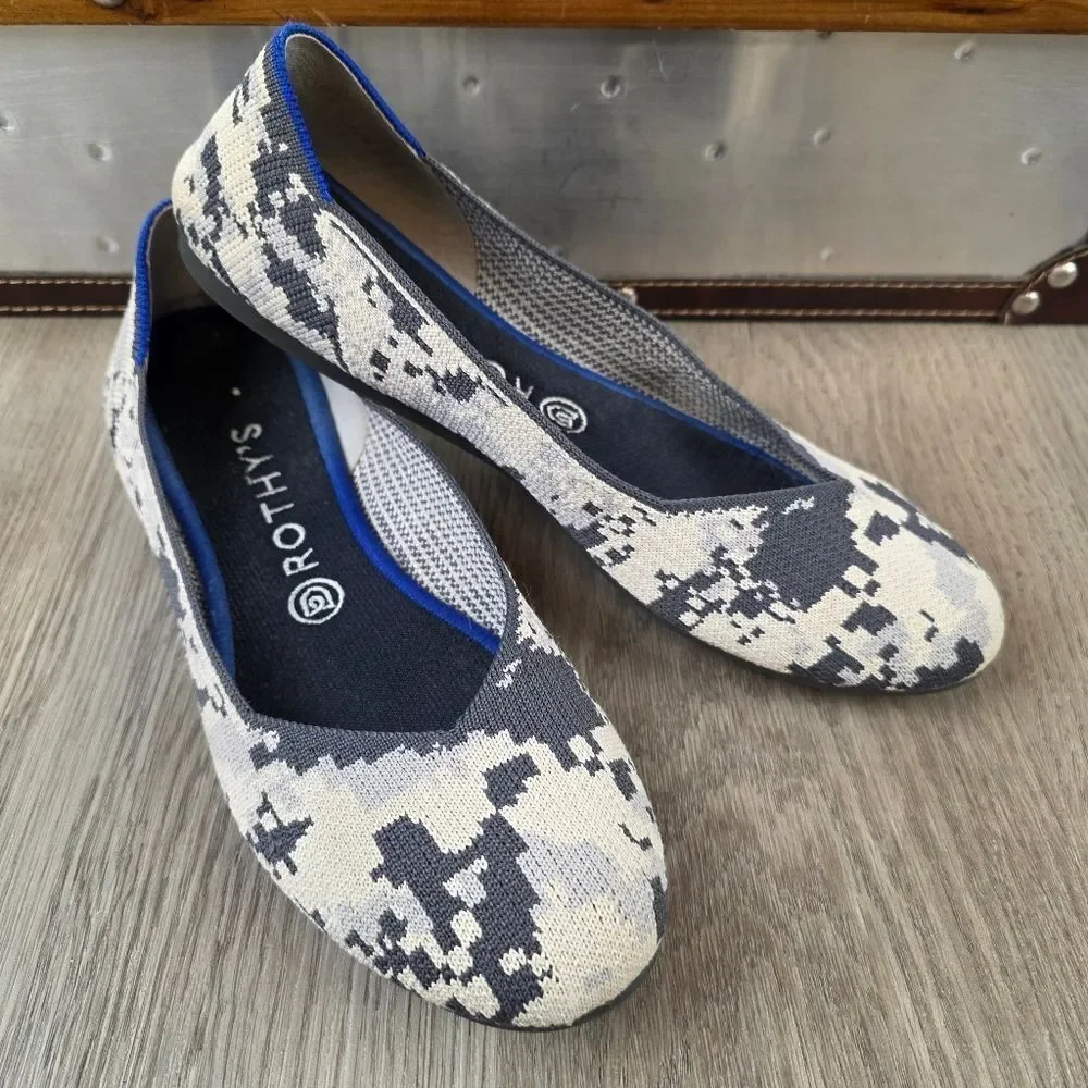 Rothy's Round Ash Gray Camo Flats Size 9